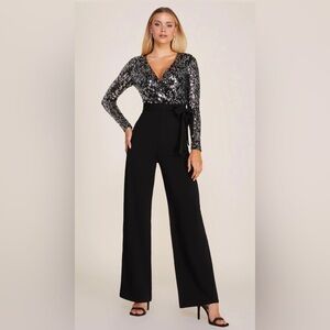 Women’s black and silver sequin jumpsuit